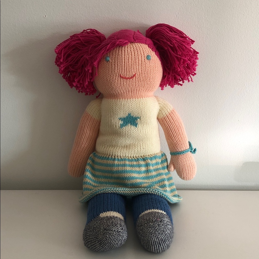 Blabla kids Handmade Knit Doll with Pink Hair Boutique 18 inch Lola the Rocker